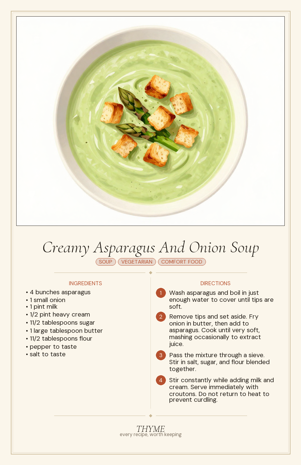 Creamy Asparagus And Onion Soup