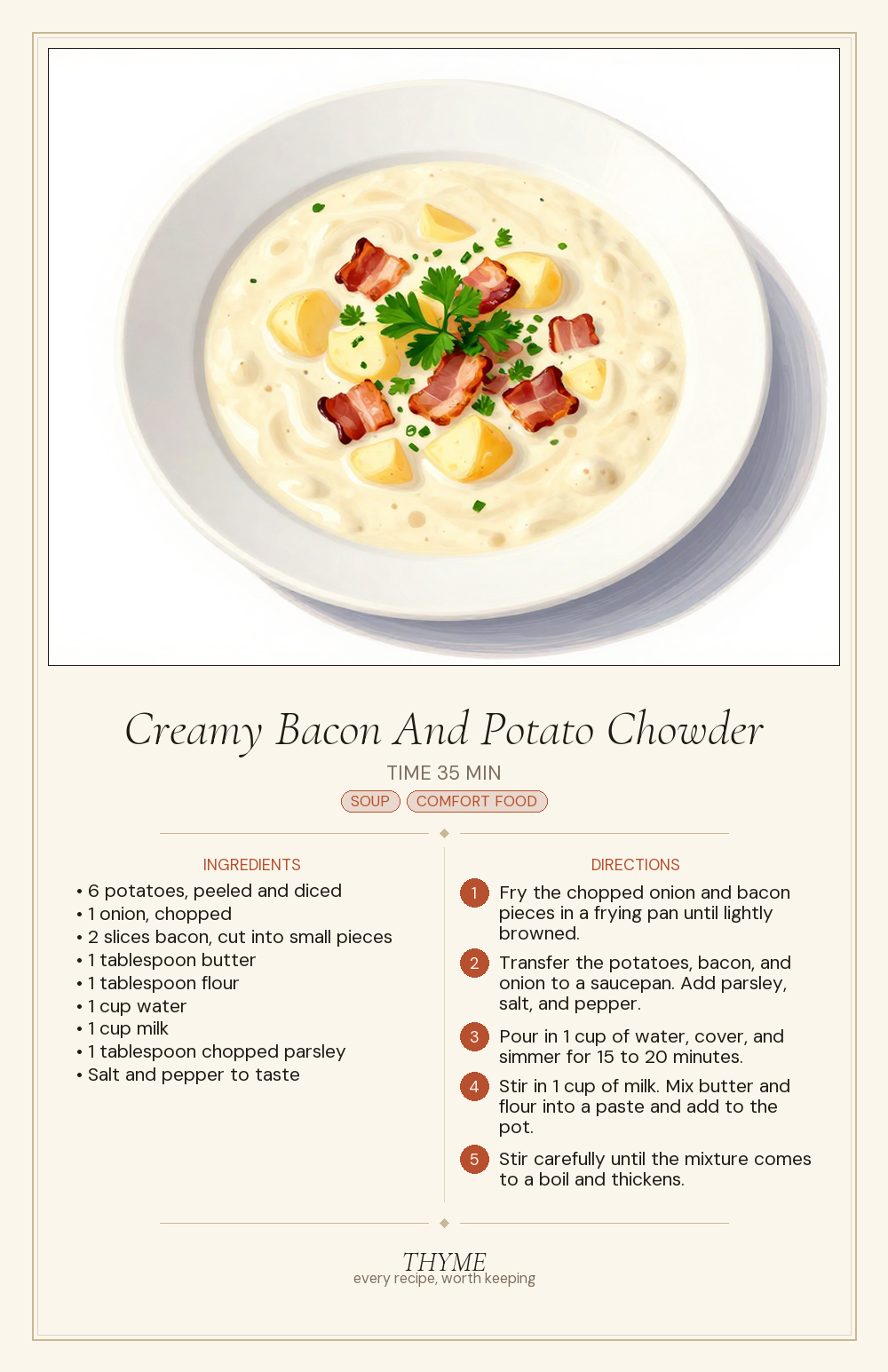 Creamy Bacon And Potato Chowder
