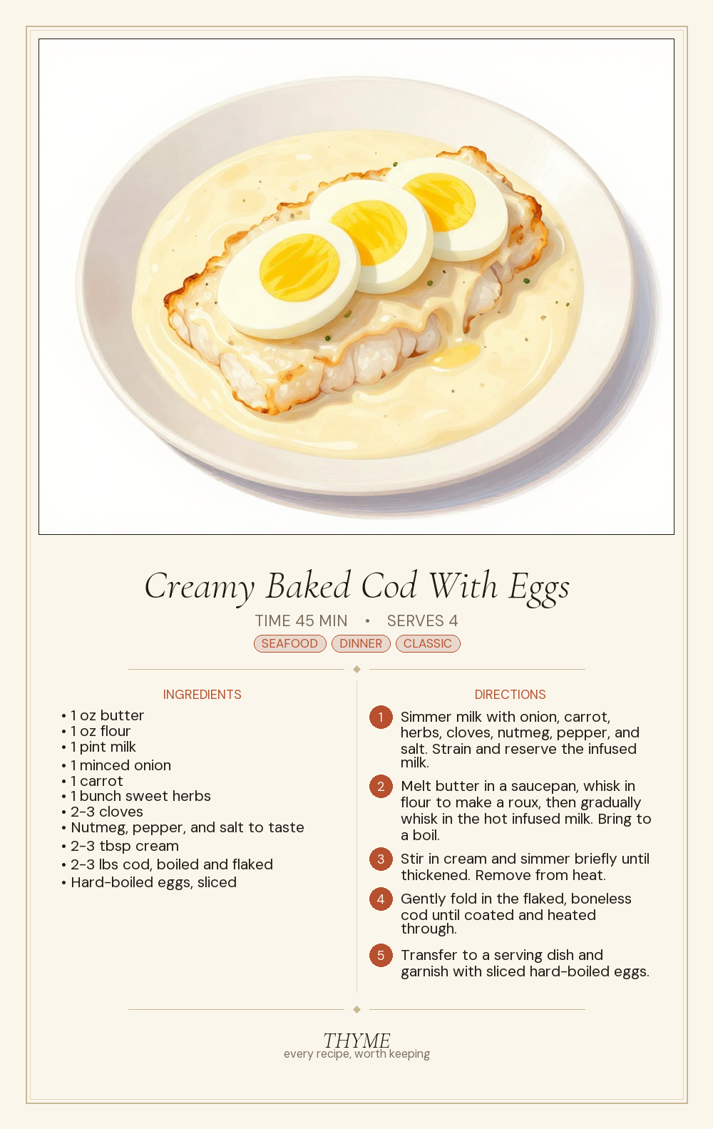 Creamy Baked Cod With Eggs