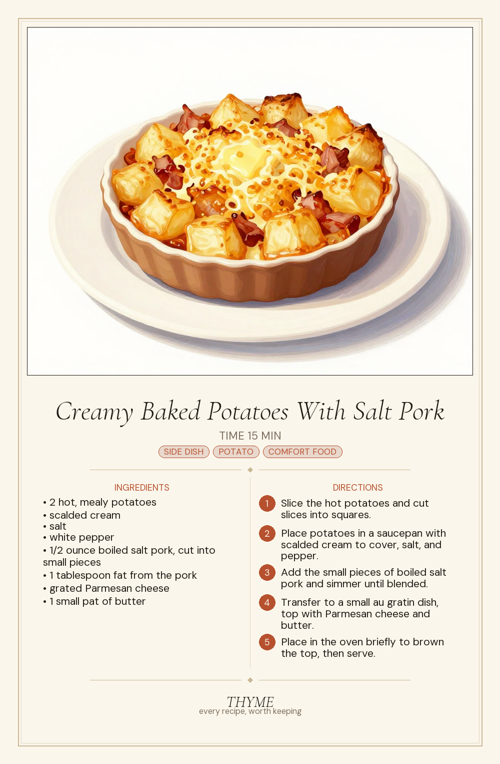 Creamy Baked Potatoes With Salt Pork