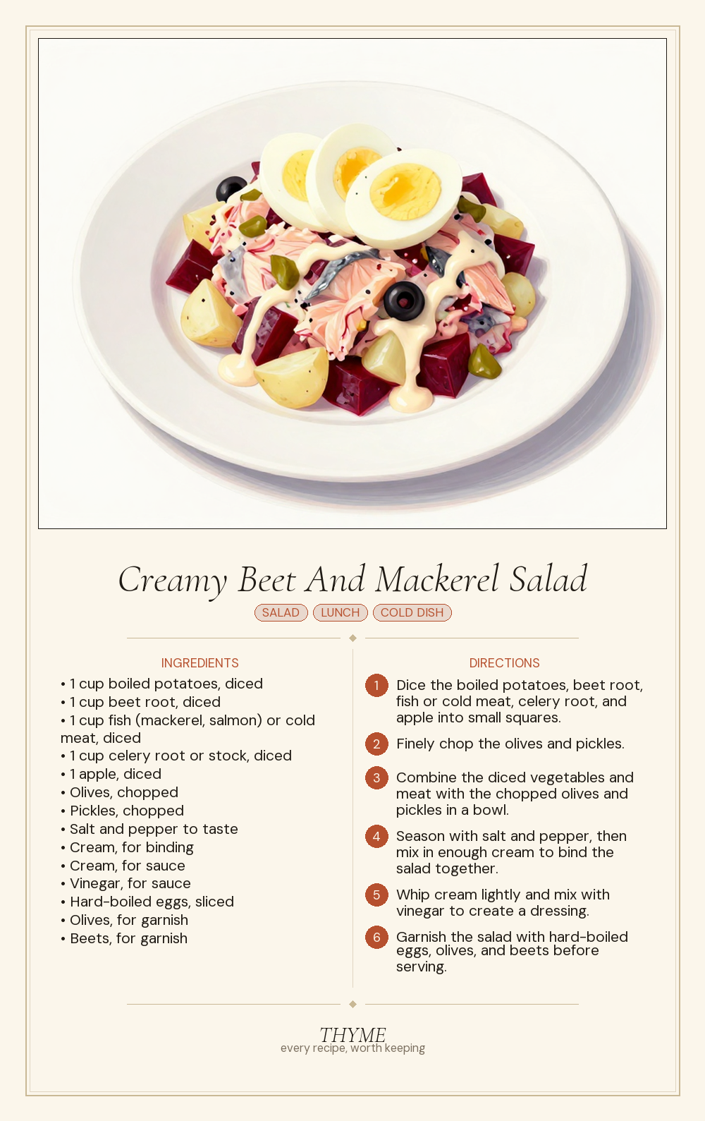 Creamy Beet And Mackerel Salad
