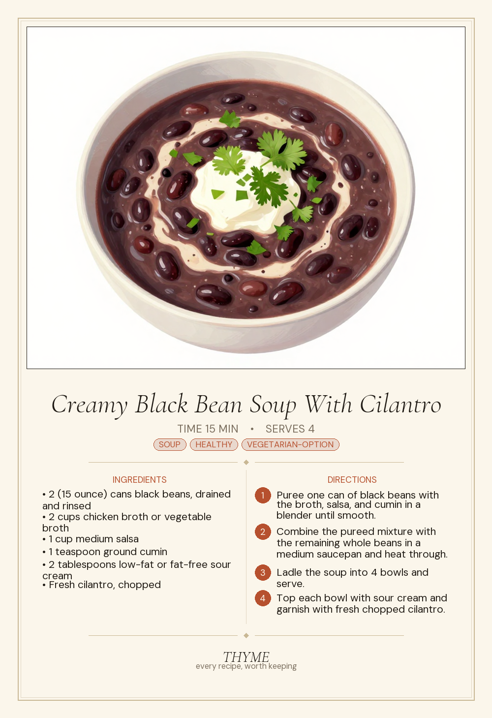 Creamy Black Bean Soup With Cilantro