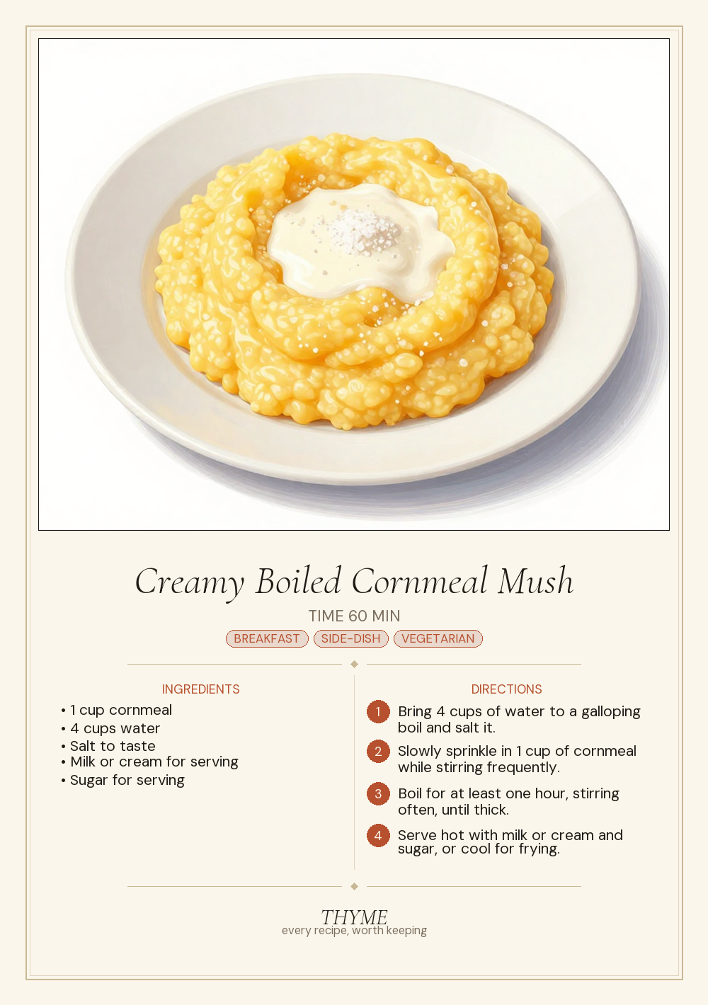 Creamy Boiled Cornmeal Mush
