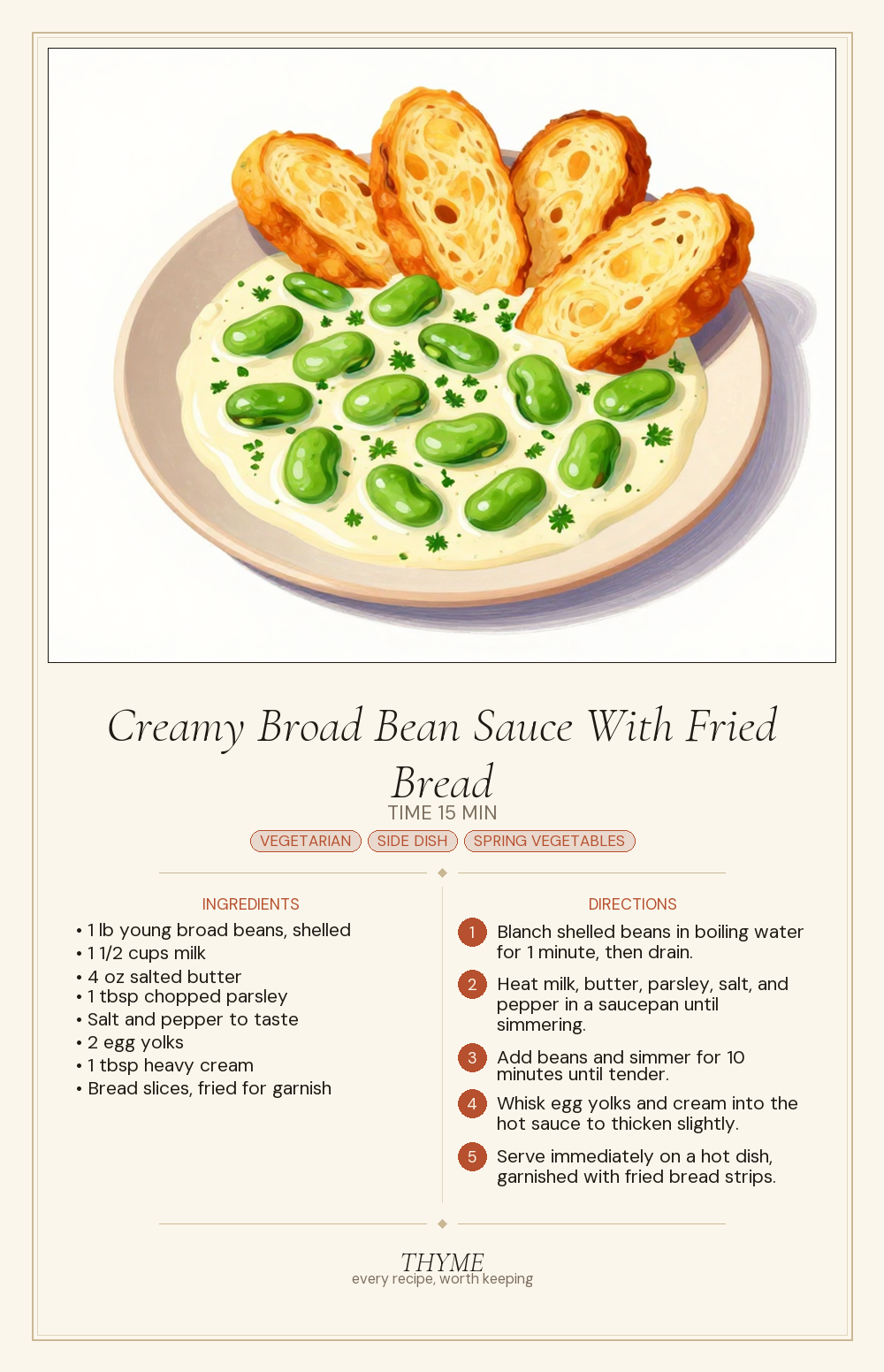 Creamy Broad Bean Sauce With Fried Bread