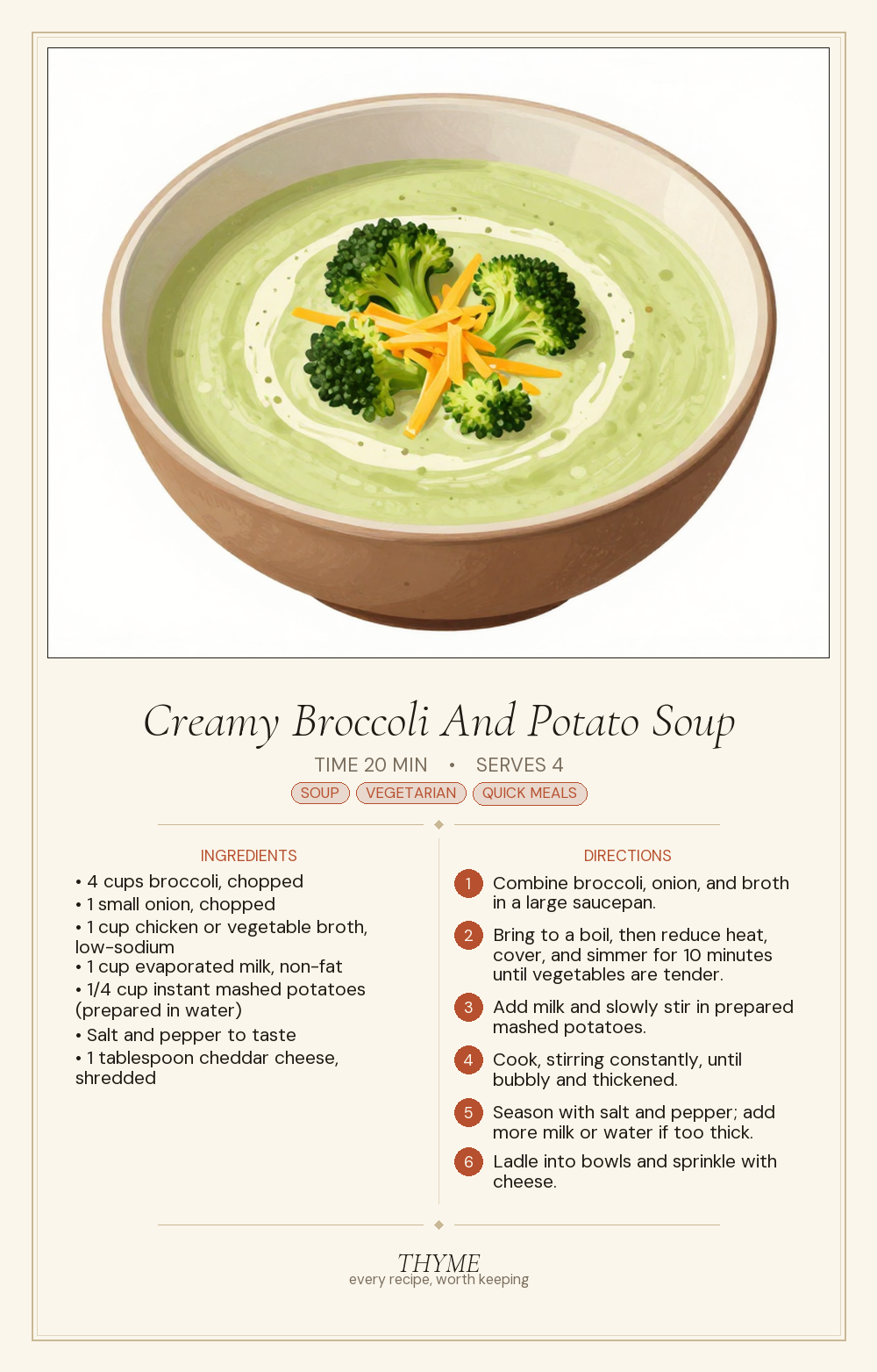 Creamy Broccoli And Potato Soup