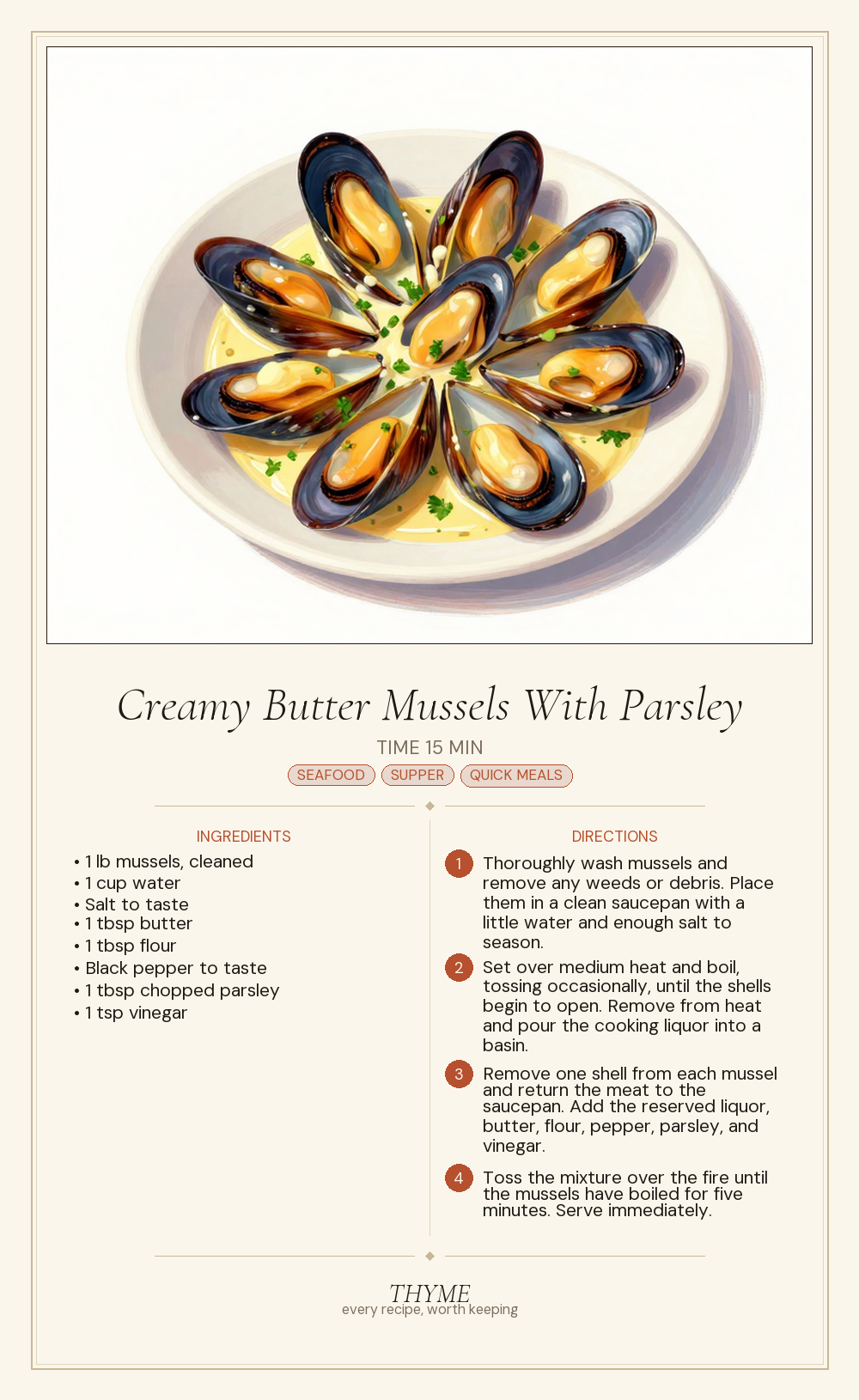 Creamy Butter Mussels With Parsley
