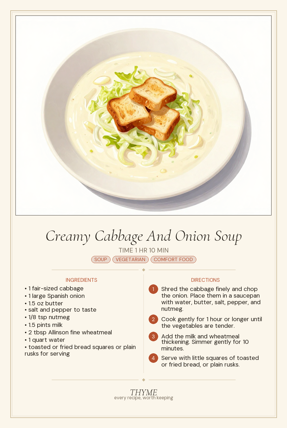 Creamy Cabbage And Onion Soup