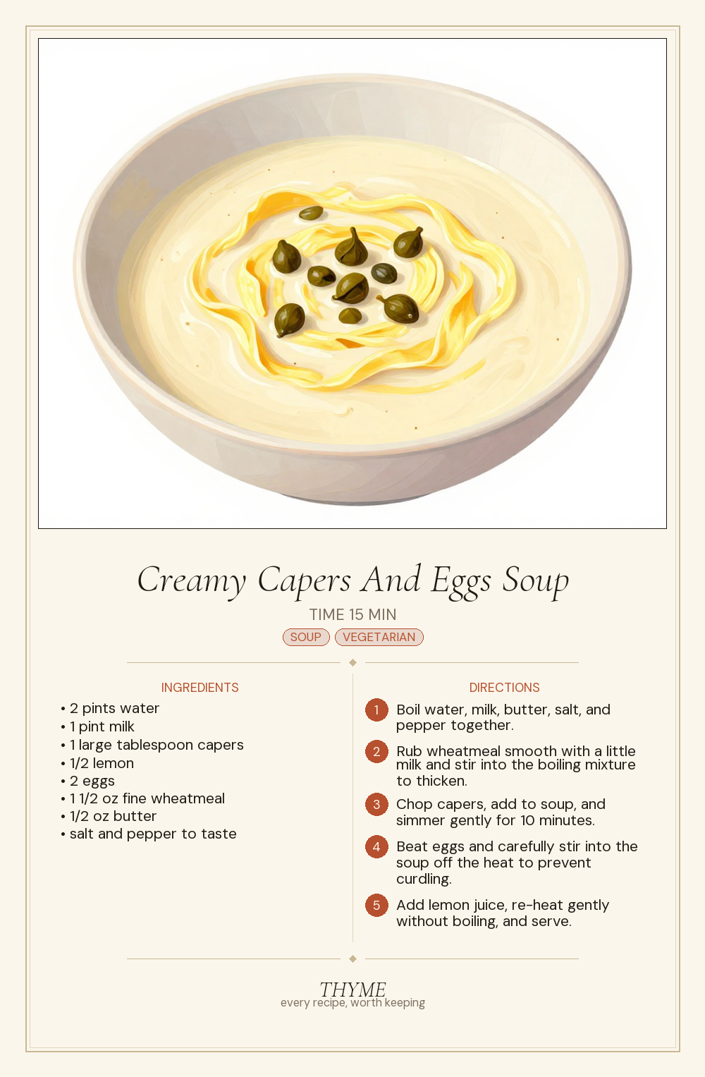 Creamy Capers And Eggs Soup