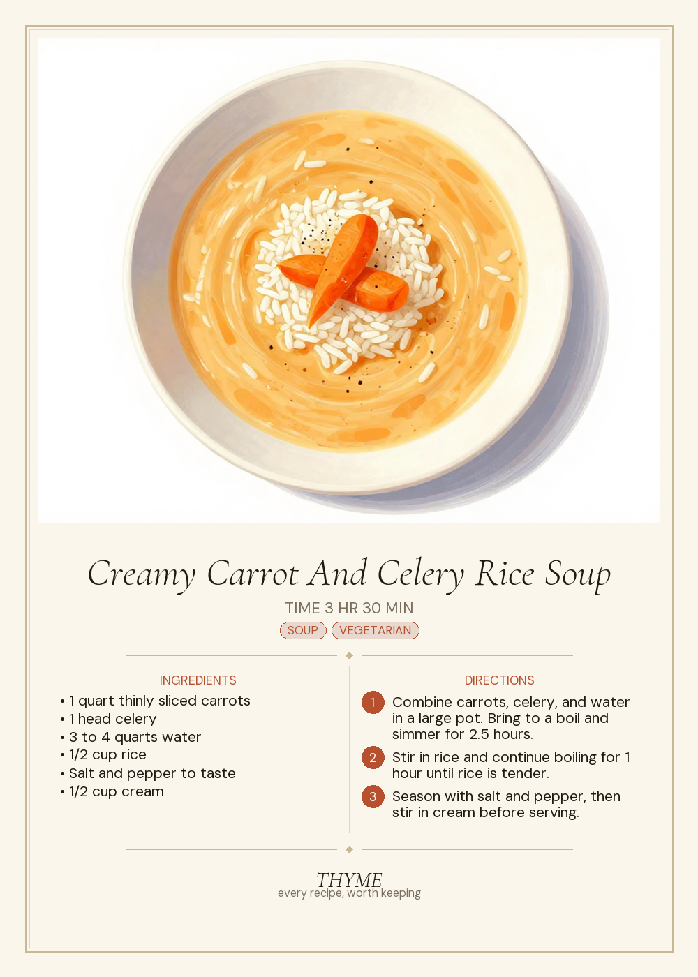 Creamy Carrot And Celery Rice Soup
