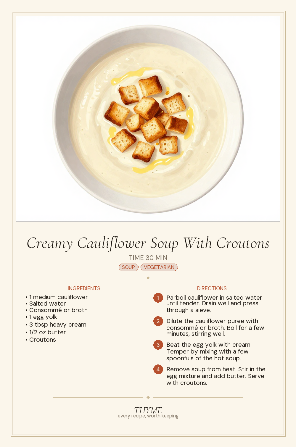 Creamy Cauliflower Soup With Croutons