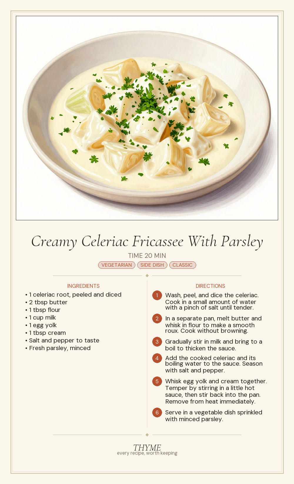 Creamy Celeriac Fricassee With Parsley