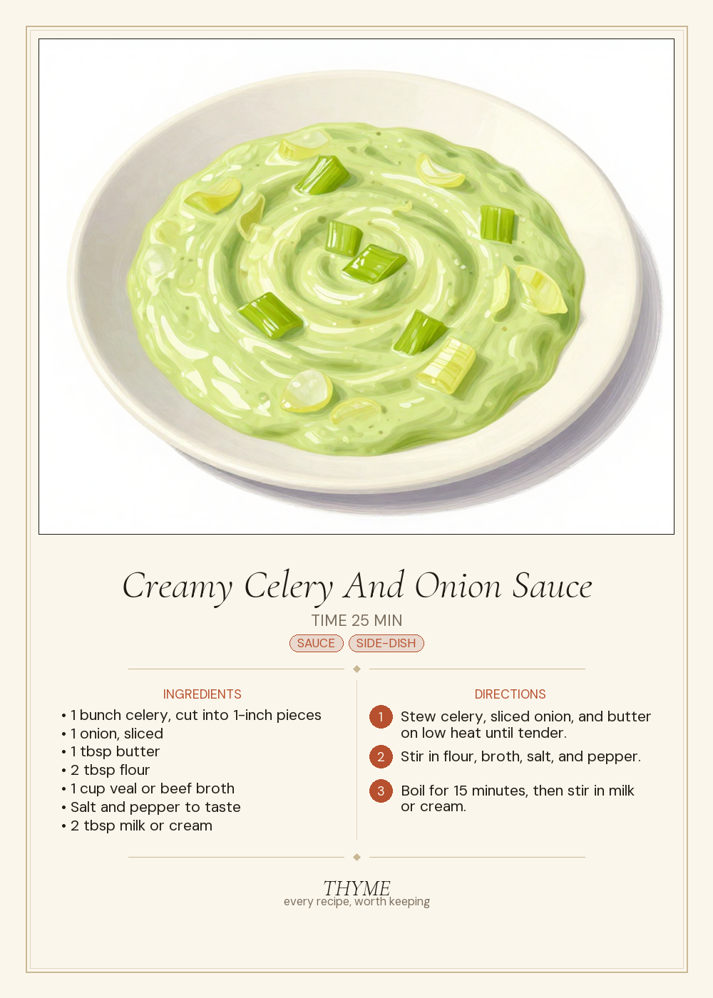 Creamy Celery And Onion Sauce