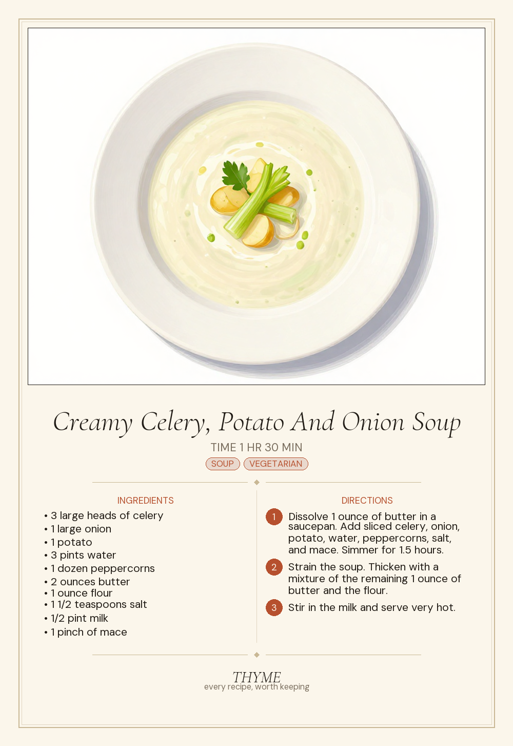 Creamy Celery, Potato And Onion Soup