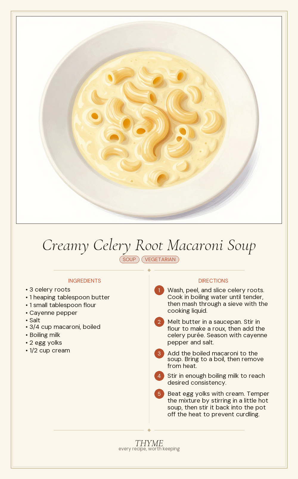 Creamy Celery Root Macaroni Soup