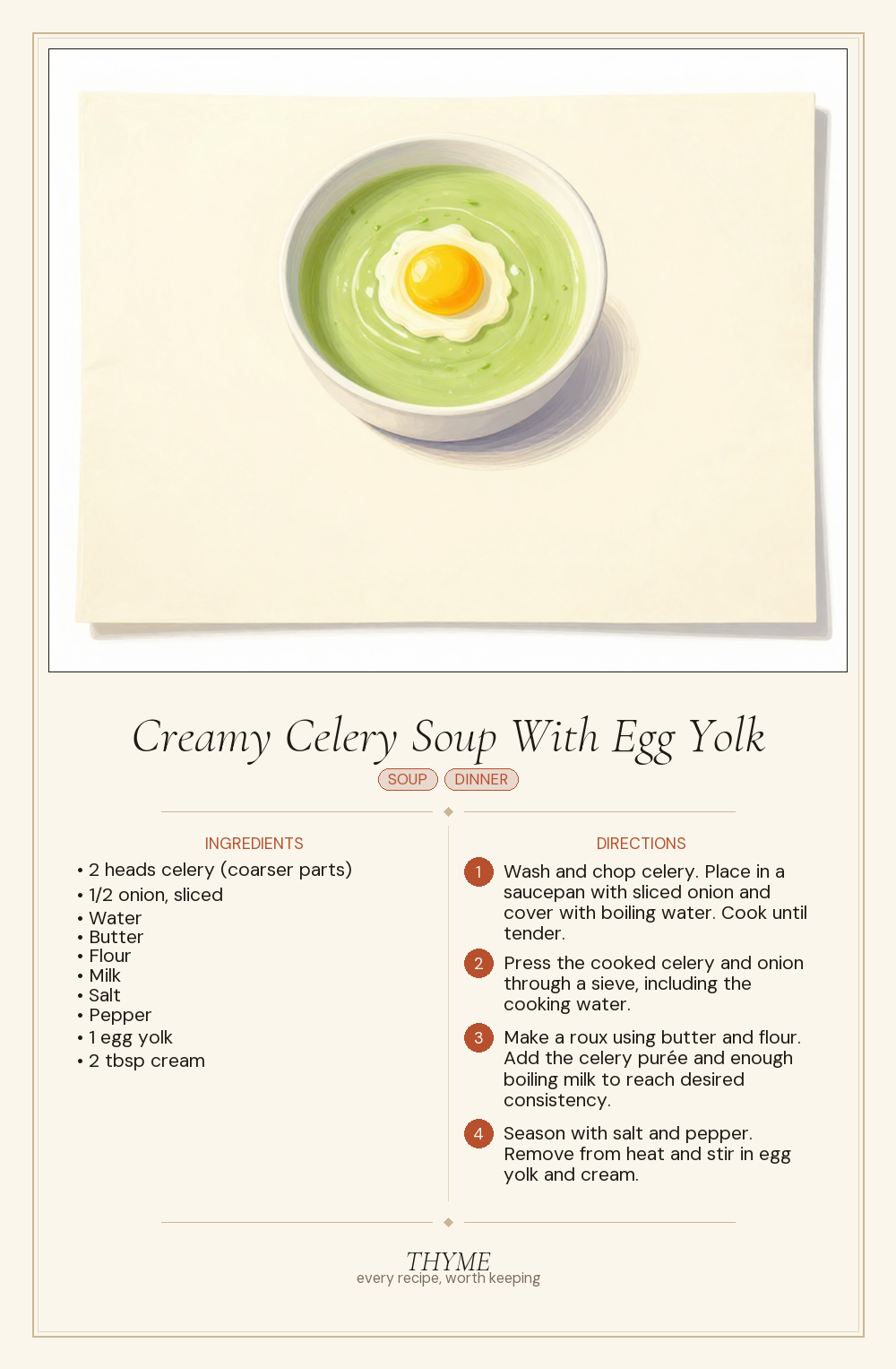 Creamy Celery Soup With Egg Yolk