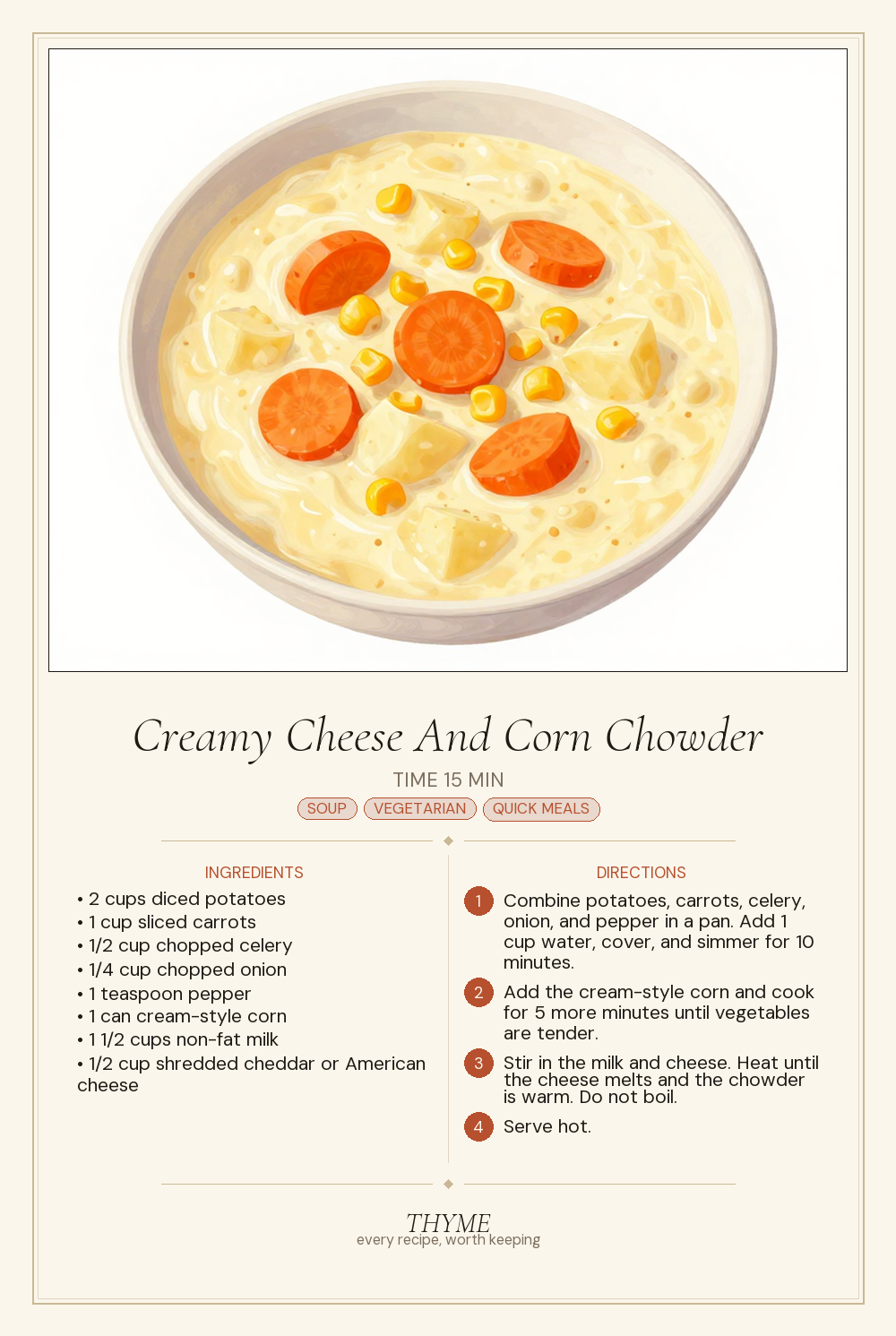 Creamy Cheese And Corn Chowder
