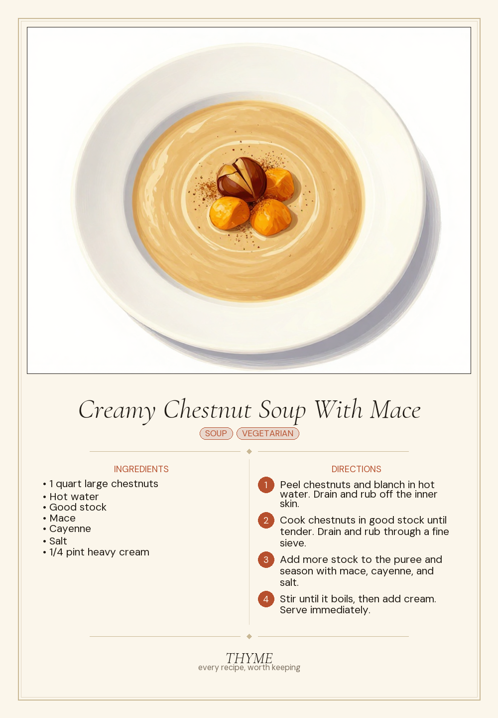 Creamy Chestnut Soup With Mace