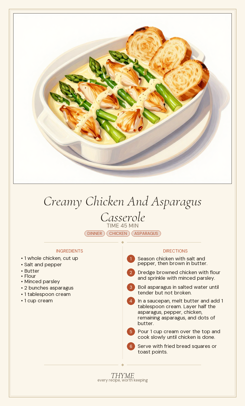 Creamy Chicken And Asparagus Casserole