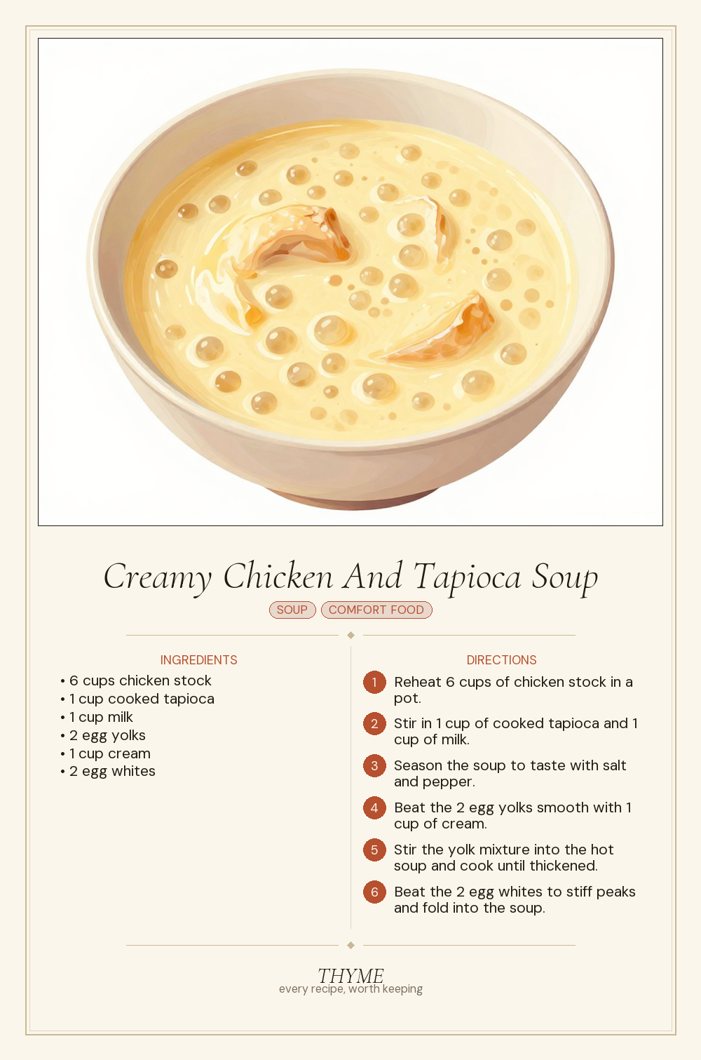 Creamy Chicken And Tapioca Soup
