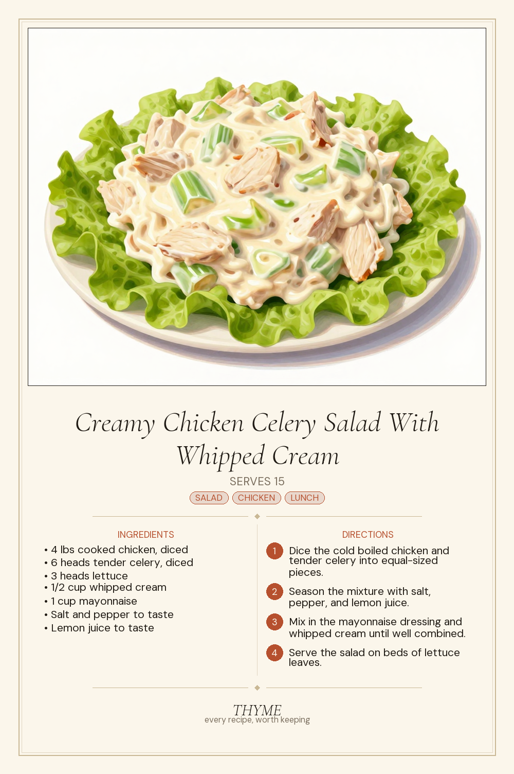 Creamy Chicken Celery Salad With Whipped Cream
