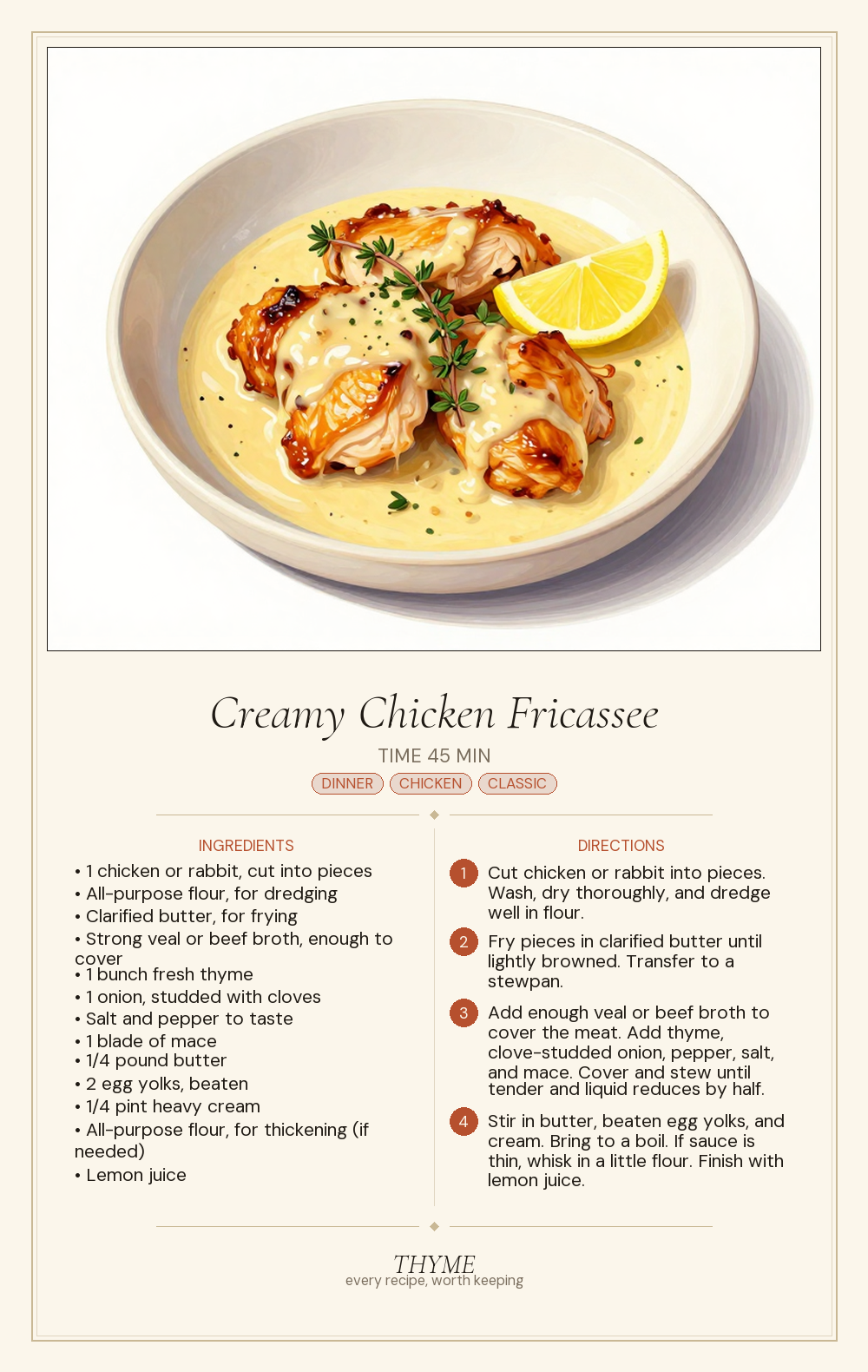Creamy Chicken Fricassee