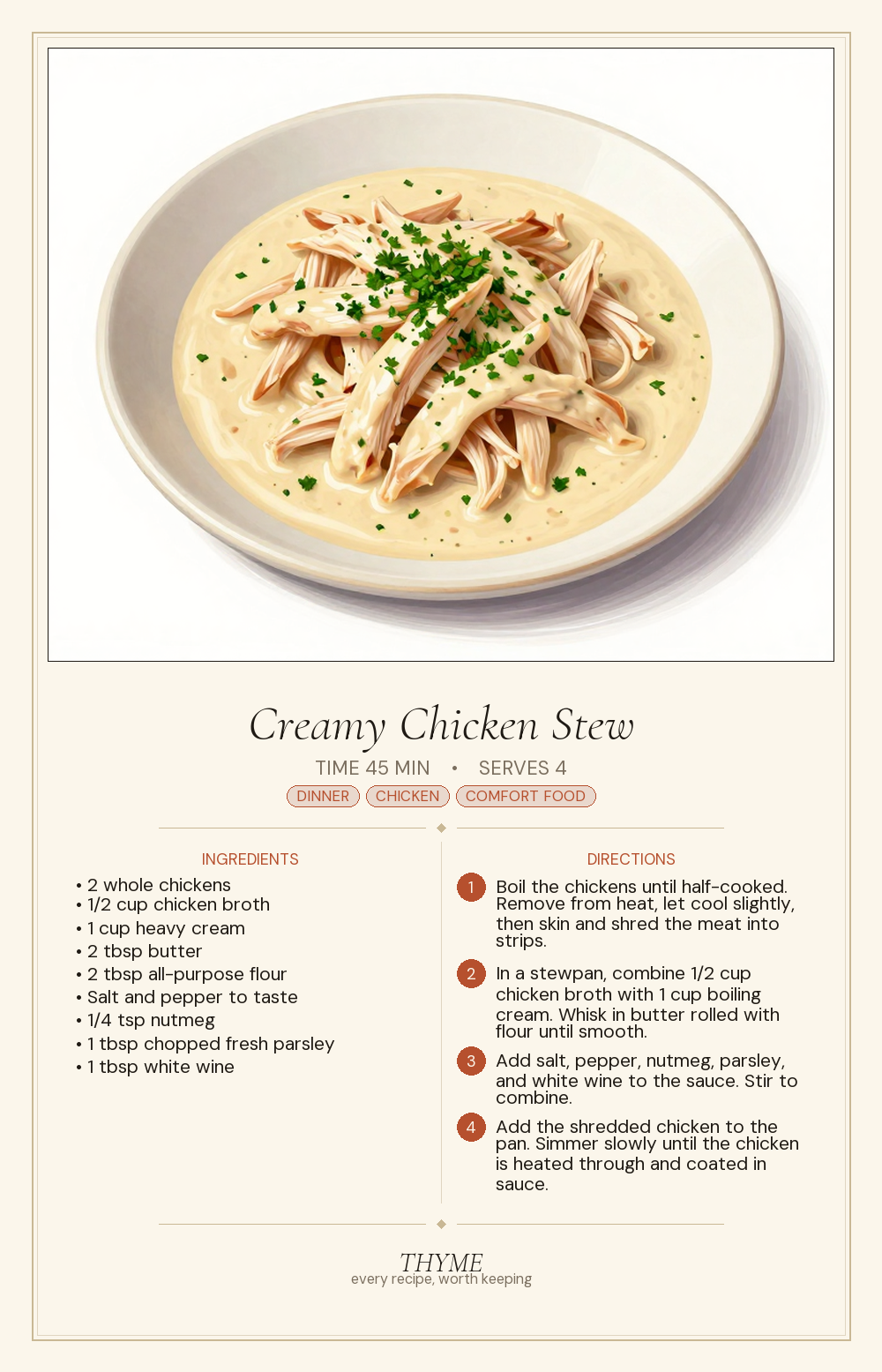 Creamy Chicken Stew