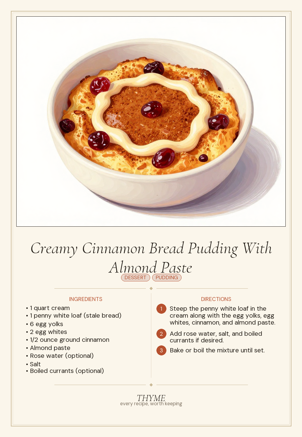 Creamy Cinnamon Bread Pudding With Almond Paste
