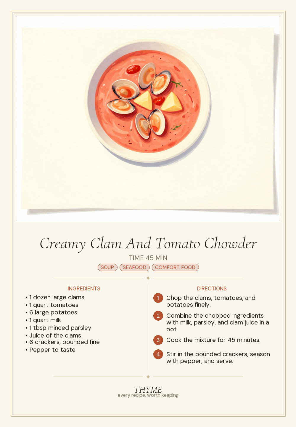 Creamy Clam And Tomato Chowder