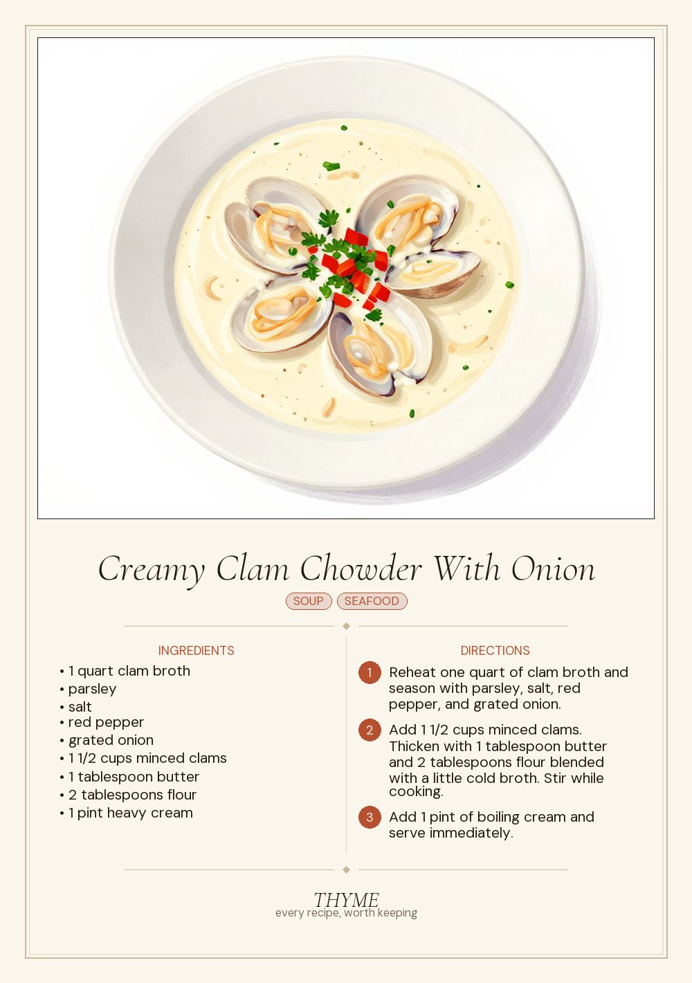 Creamy Clam Chowder With Onion