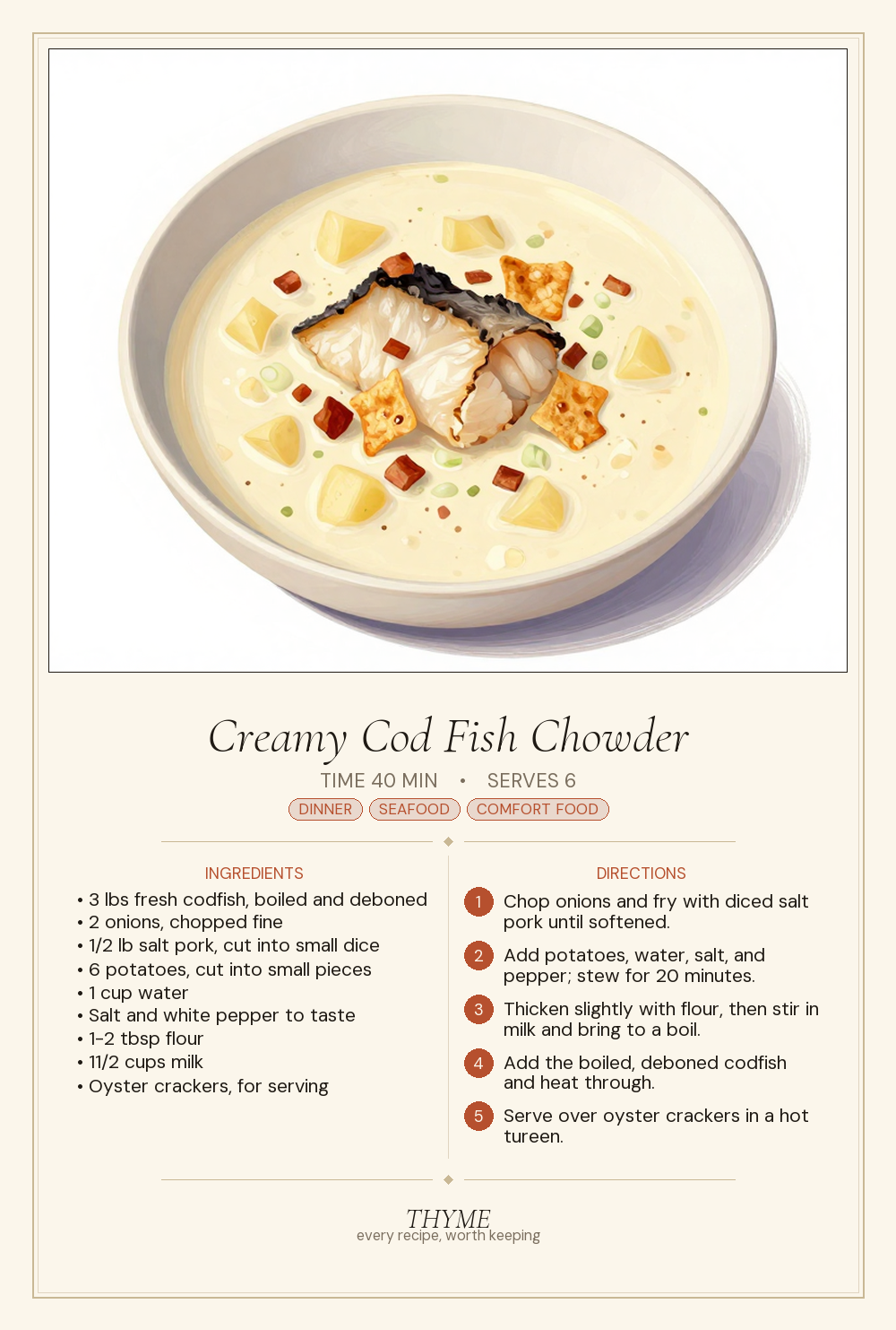 Creamy Cod Fish Chowder