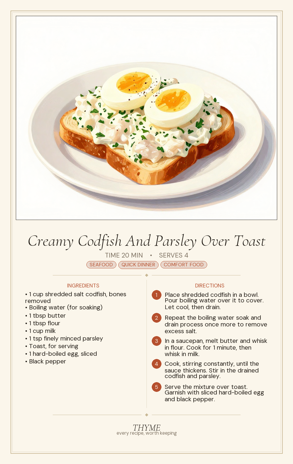 Creamy Codfish And Parsley Over Toast