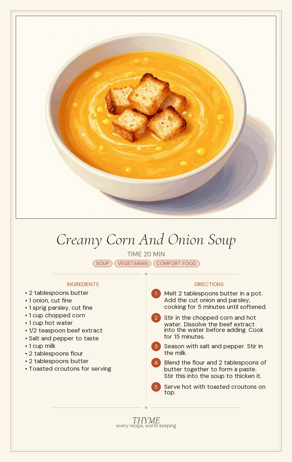 Creamy Corn And Onion Soup