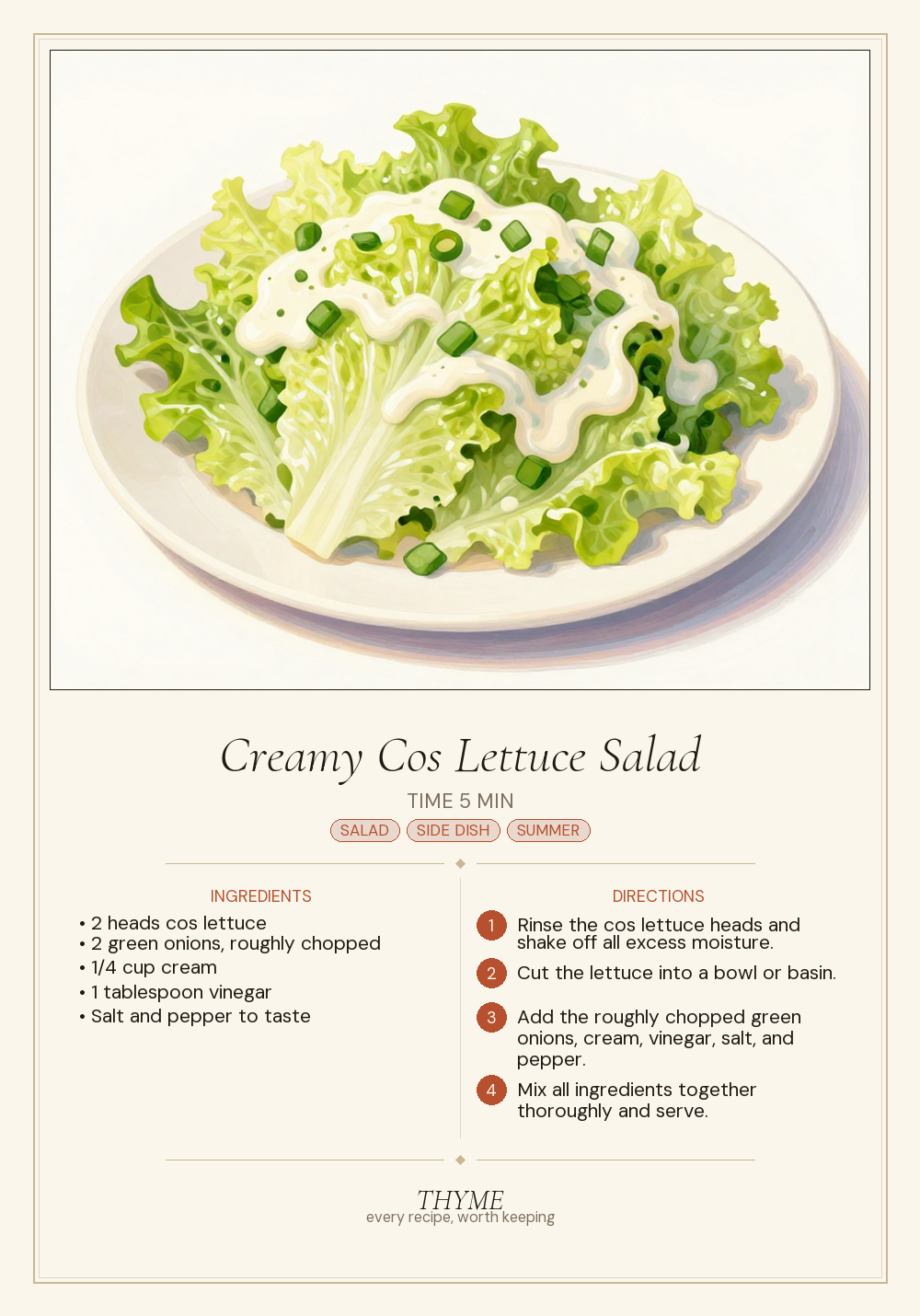 Creamy Cos Lettuce Salad