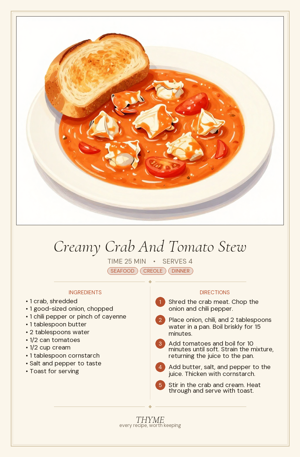 Creamy Crab And Tomato Stew