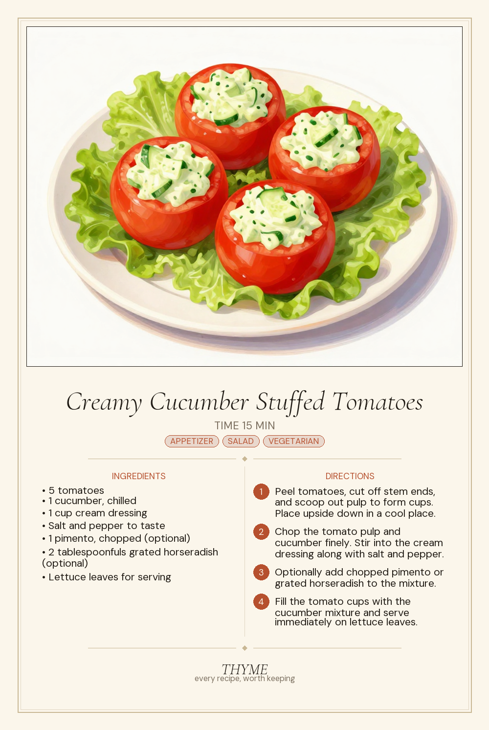 Creamy Cucumber Stuffed Tomatoes