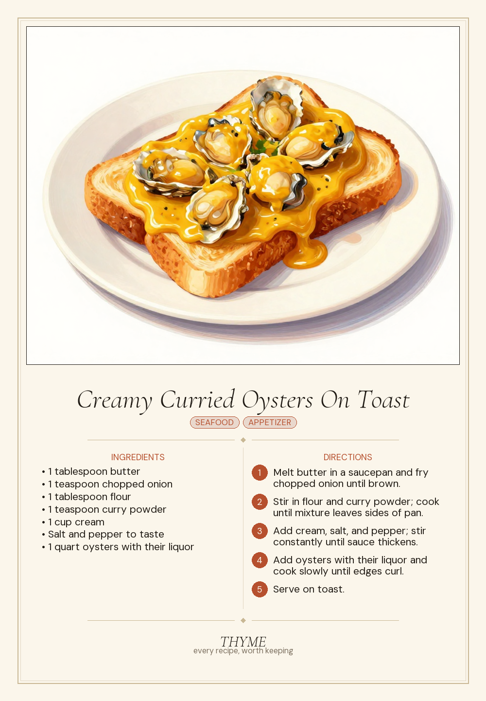 Creamy Curried Oysters On Toast