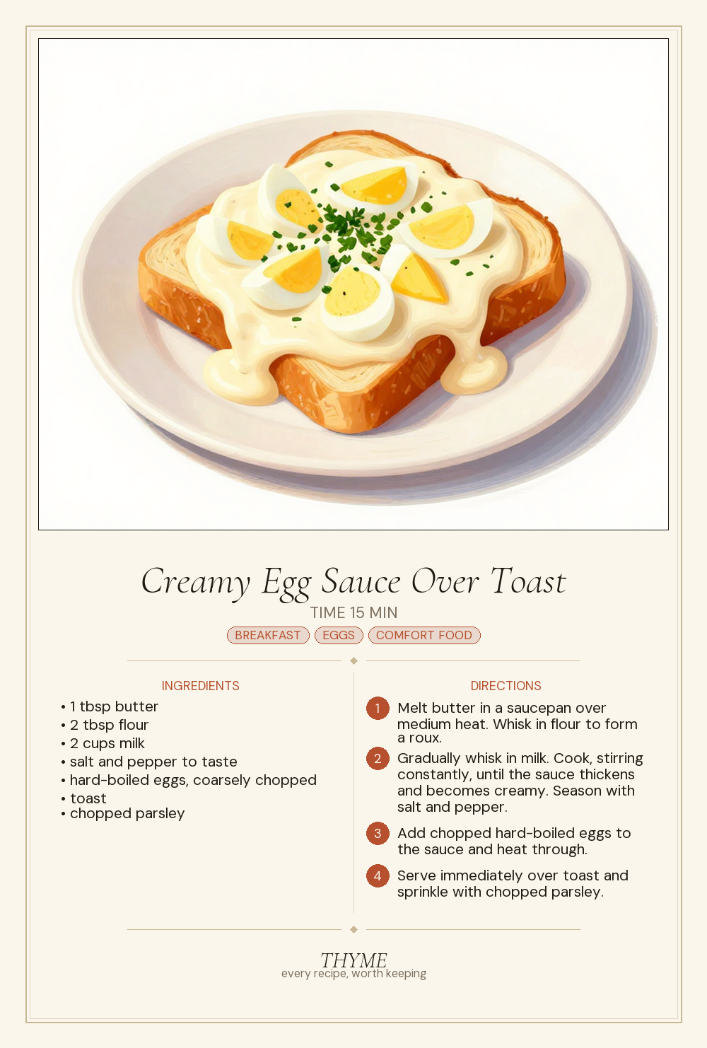 Creamy Egg Sauce Over Toast