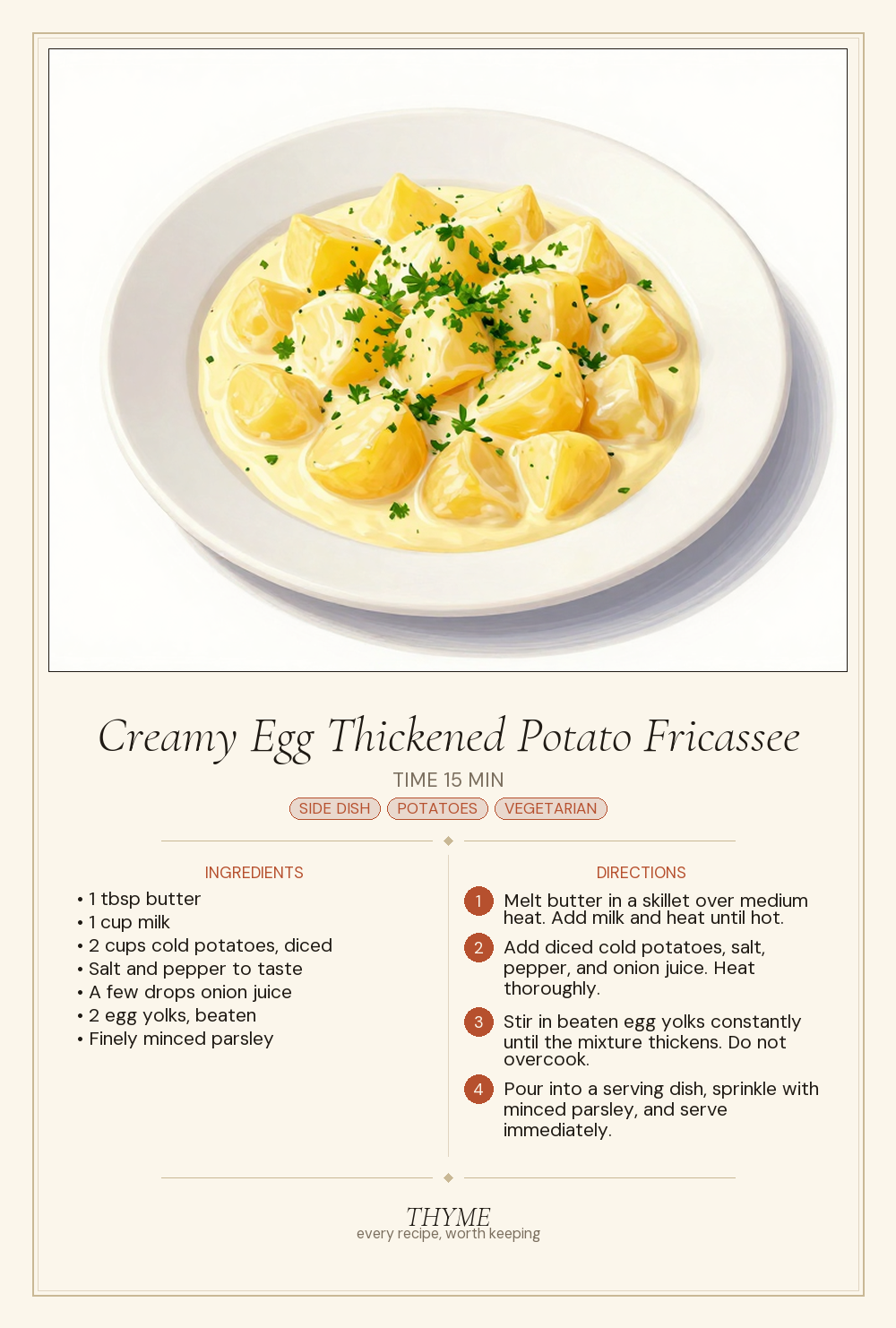 Creamy Egg Thickened Potato Fricassee