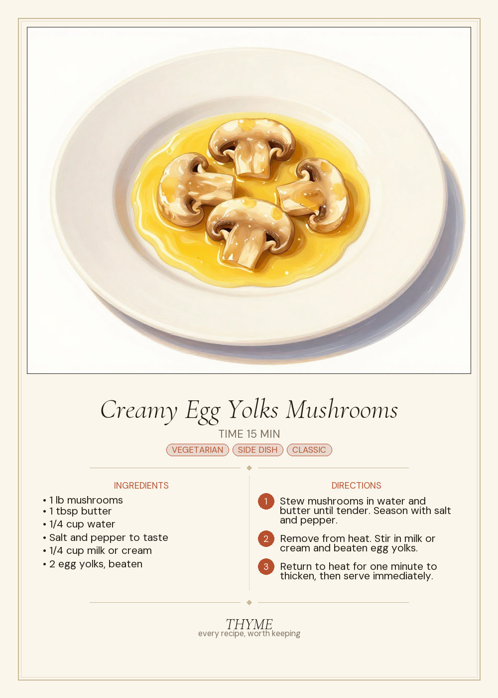 Creamy Egg Yolks Mushrooms
