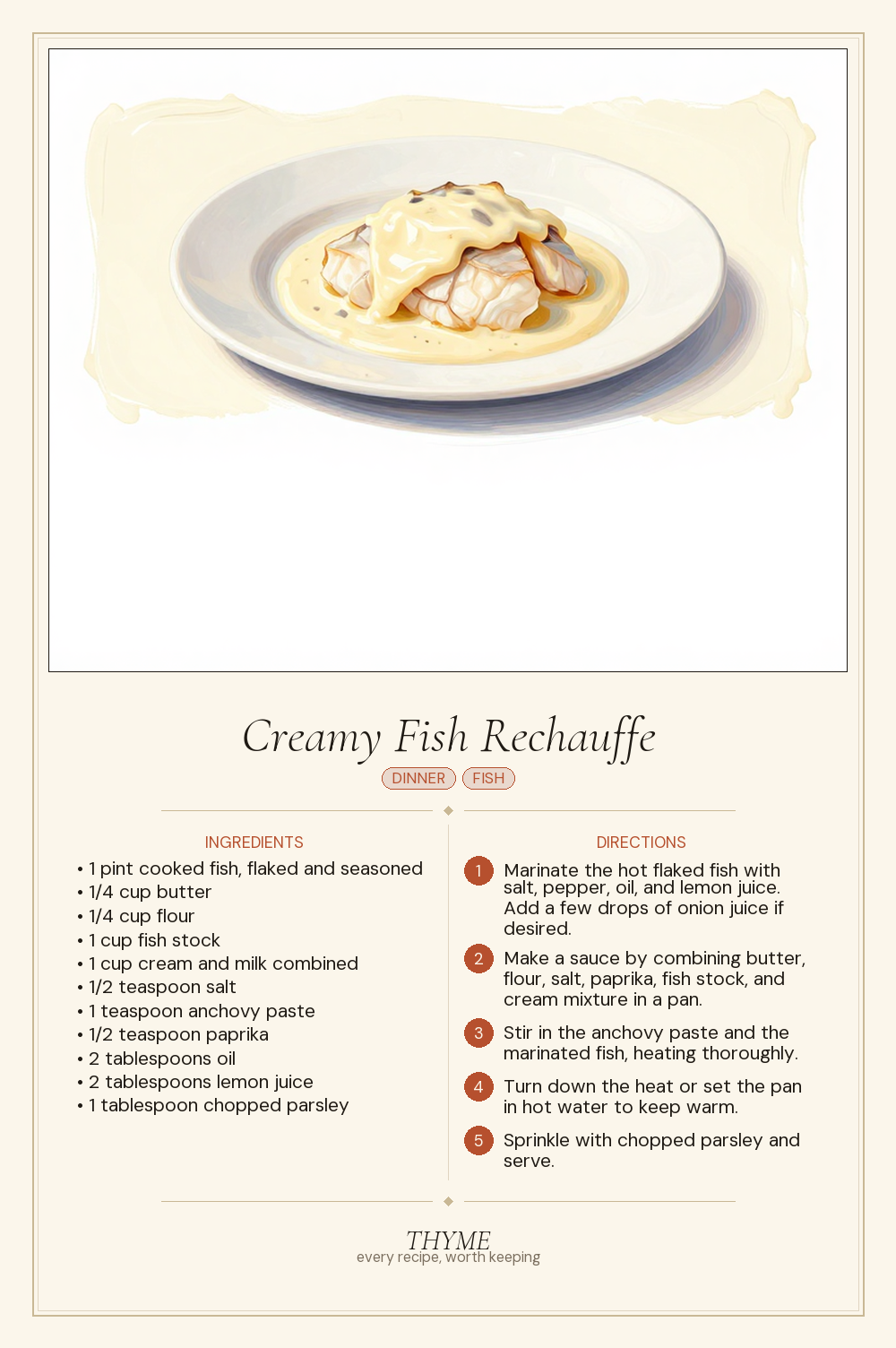Creamy Fish Rechauffe