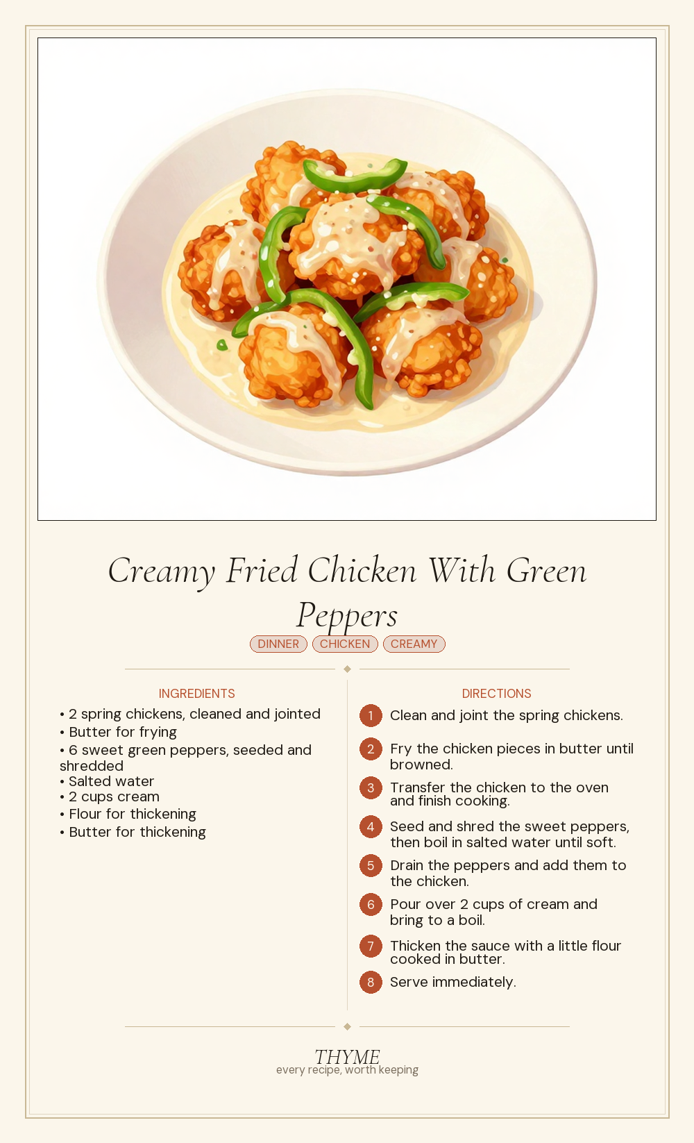 Creamy Fried Chicken With Green Peppers
