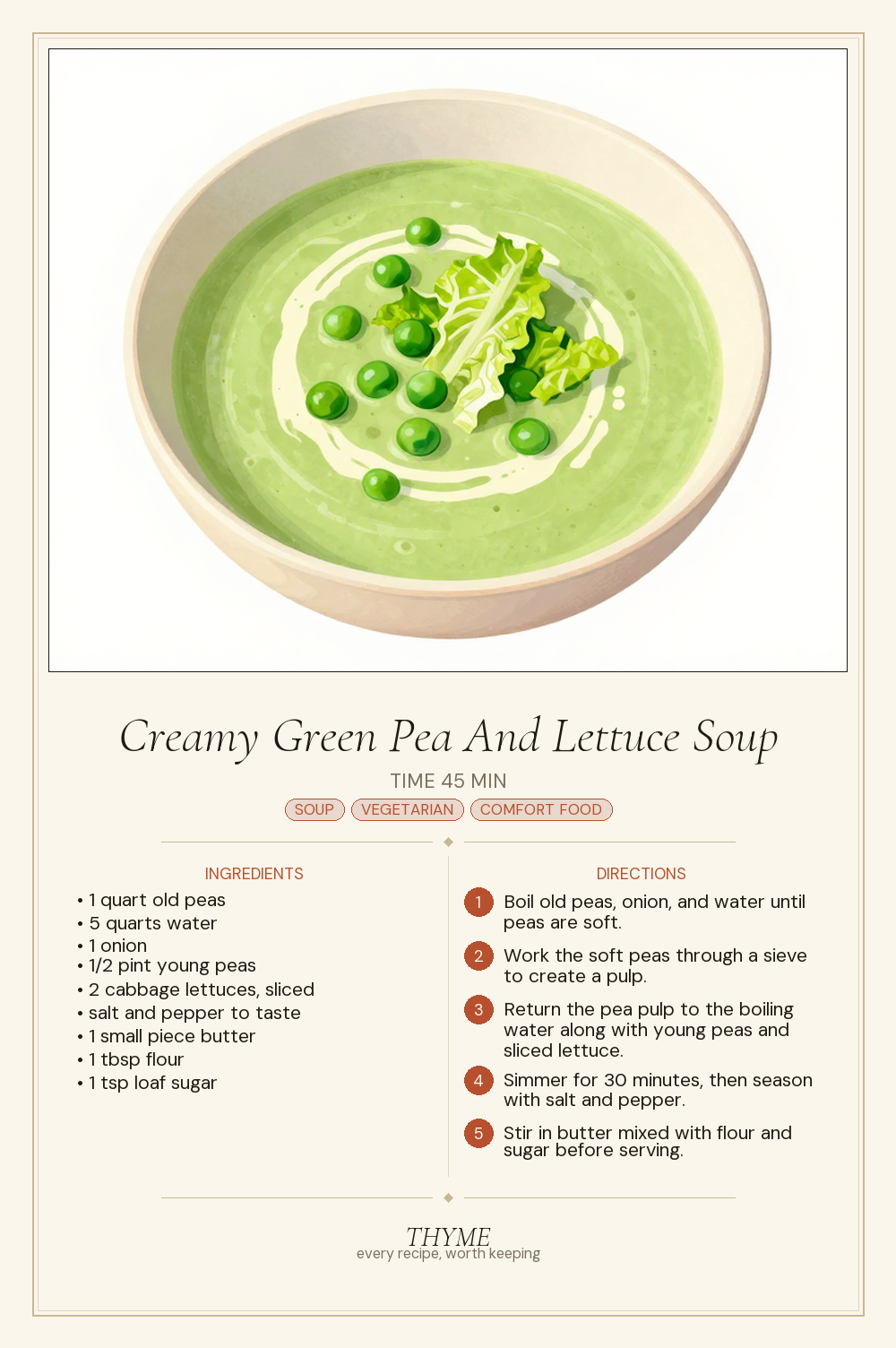 Creamy Green Pea And Lettuce Soup