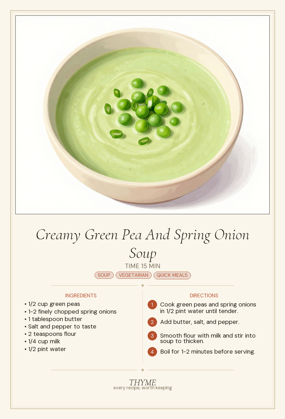 Creamy Green Pea And Spring Onion Soup