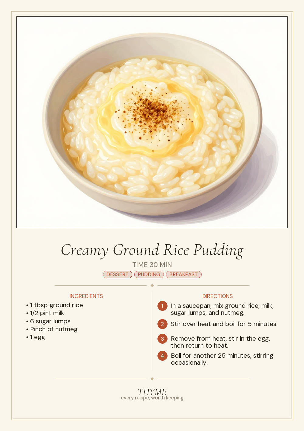 Creamy Ground Rice Pudding