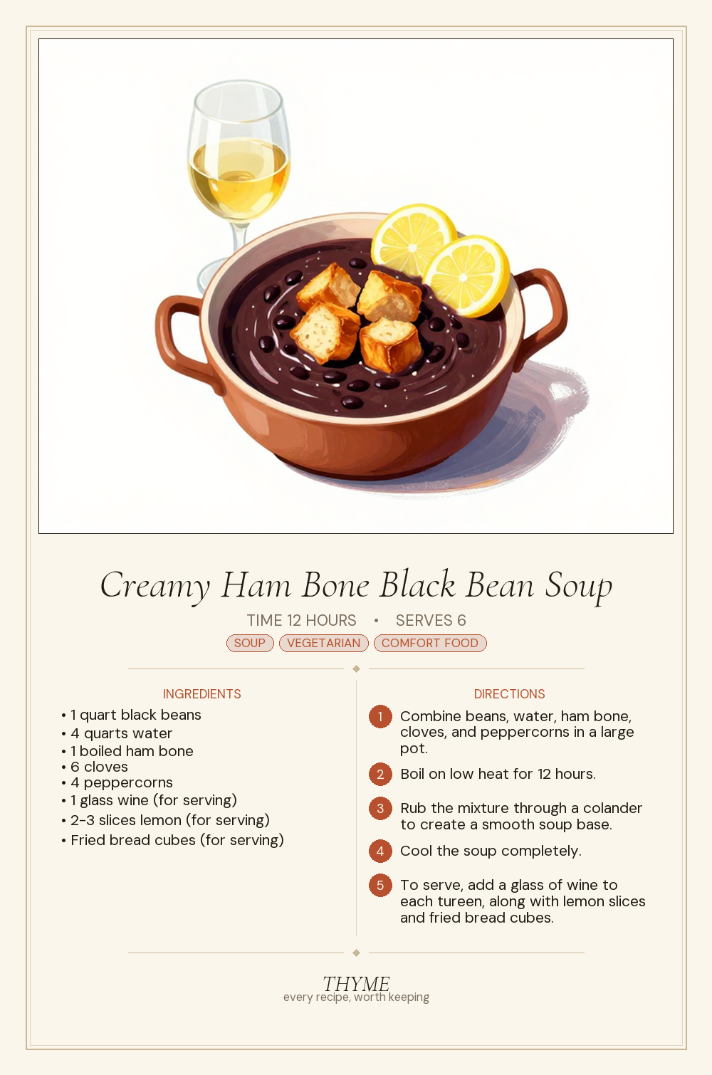 Creamy Ham Bone Black Bean Soup