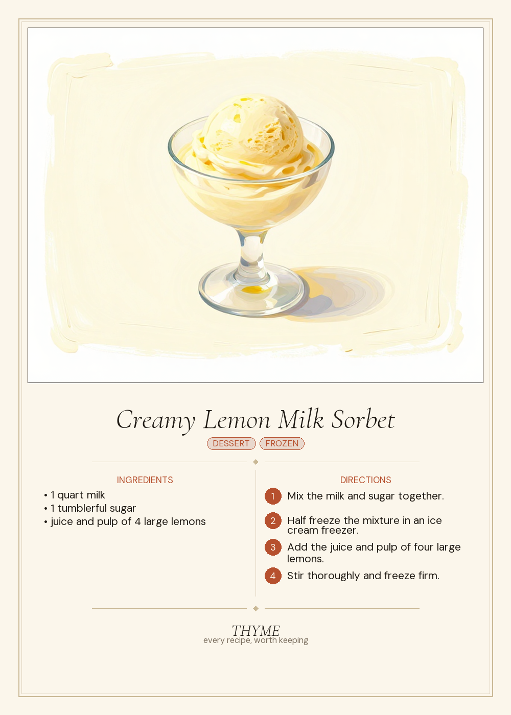 Creamy Lemon Milk Sorbet