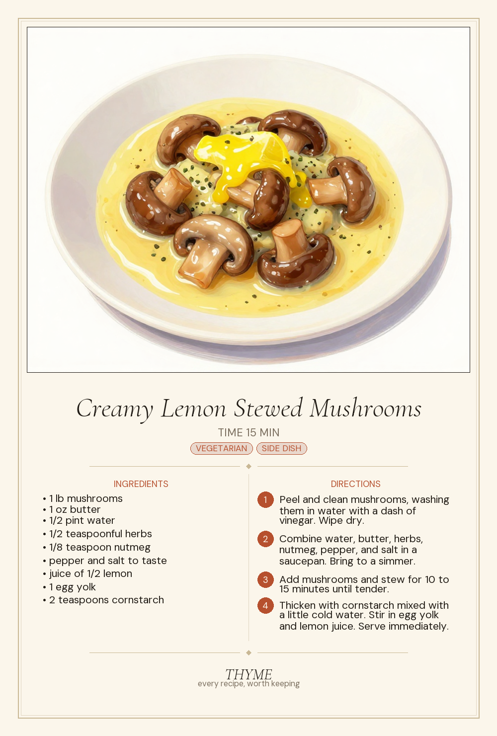 Creamy Lemon Stewed Mushrooms