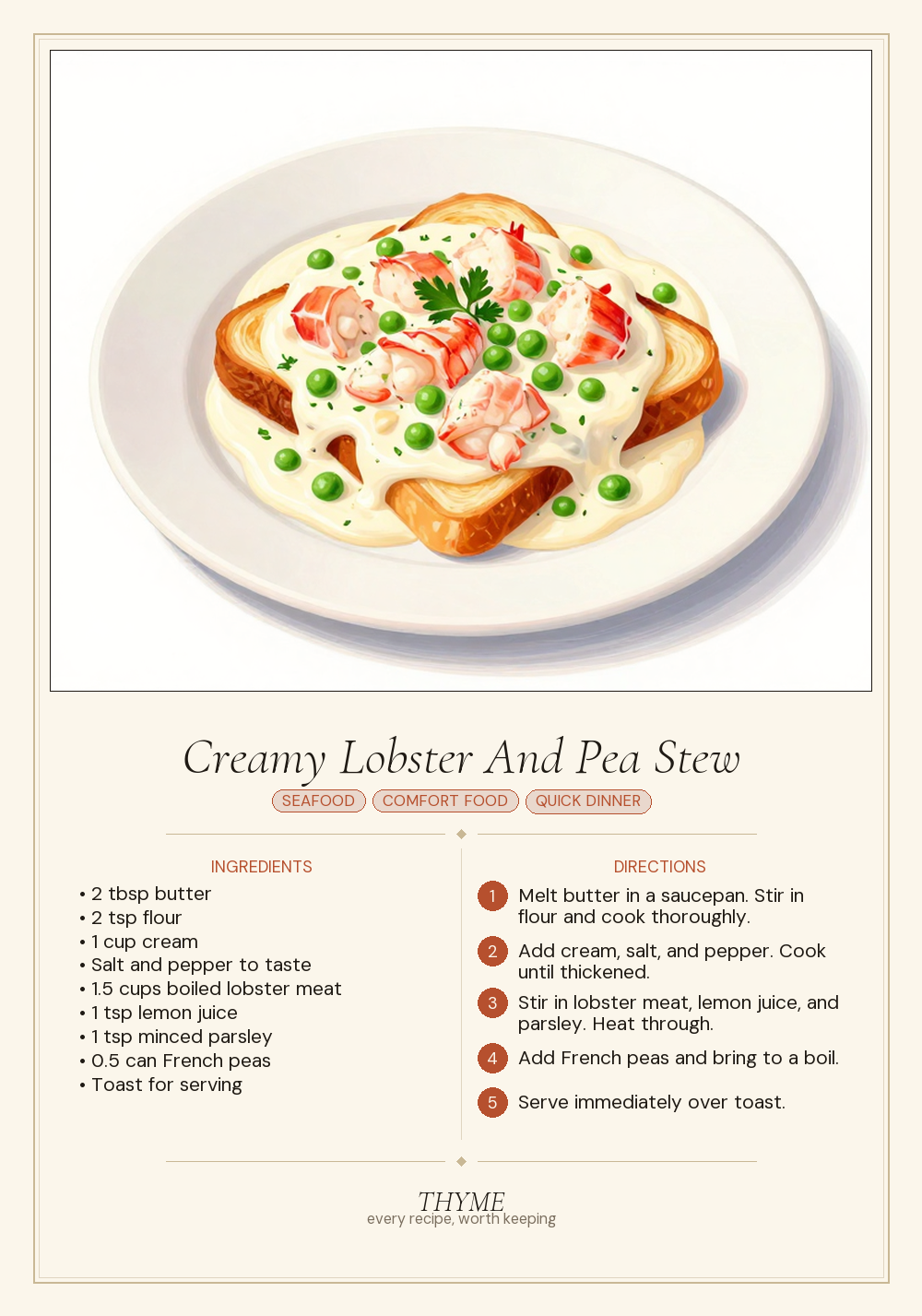 Creamy Lobster And Pea Stew