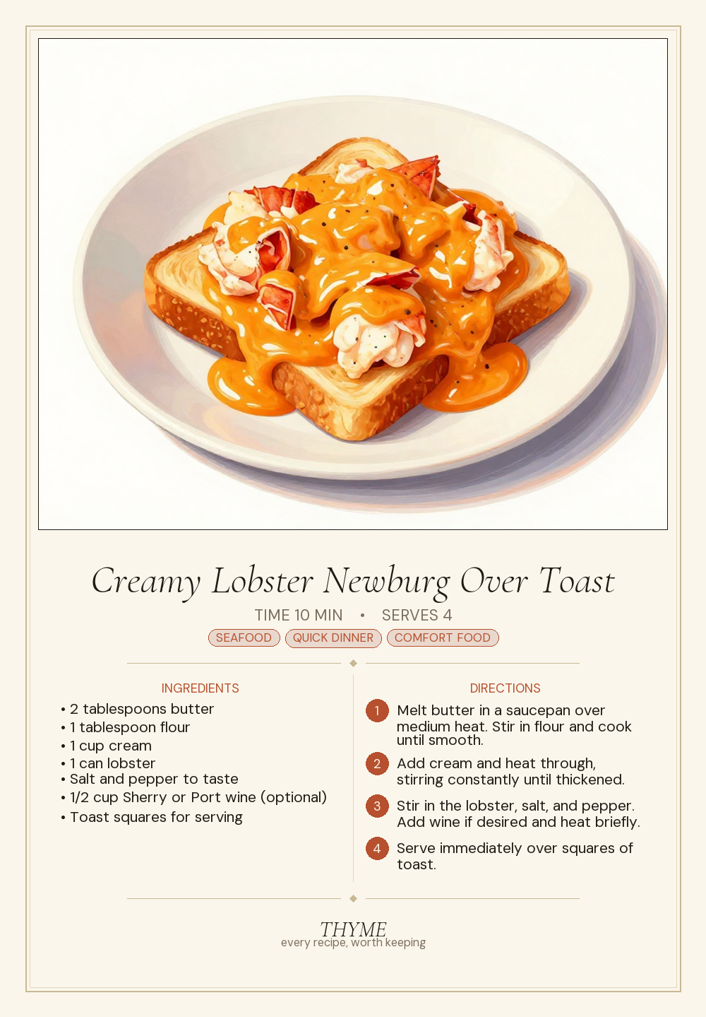 Creamy Lobster Newburg Over Toast