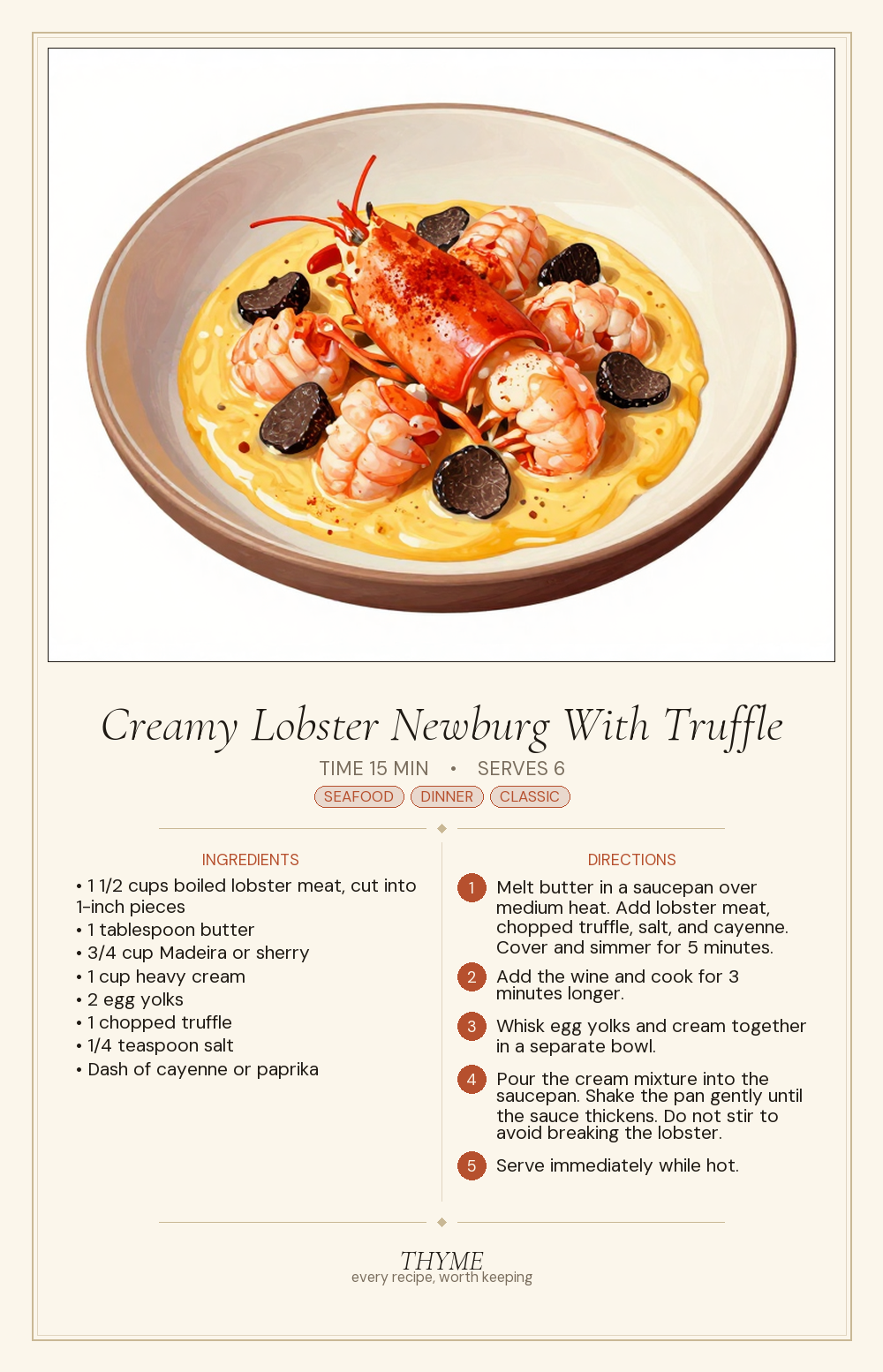 Creamy Lobster Newburg With Truffle